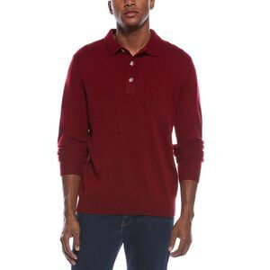Kier + J Mens  Mixed Stitch Wool & Cashmere-Blend Polo Sweater, Red